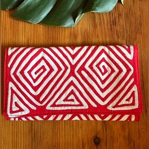 Vintage Clutch Red and White Cloth